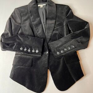 Liz Claiborne Black Velvet Blazer Jacket Size 8P Office